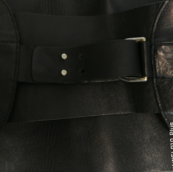 80S VTG black leather cinched waist adjustable statement belt - Picture 8 of 15